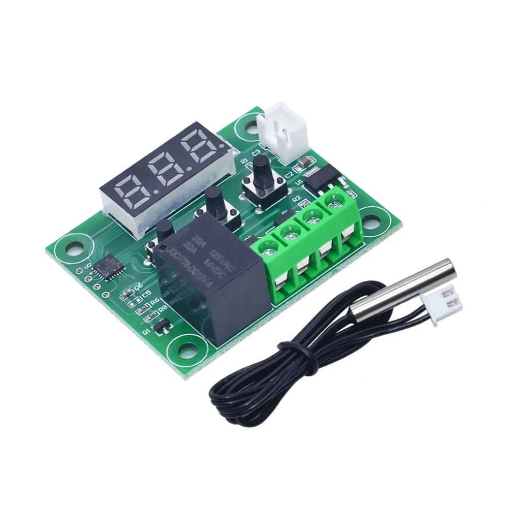 Termostato digital de control de temperatura, placa de interruptor, caja W1209, 50-100CM, azul/rojo, cc 12V