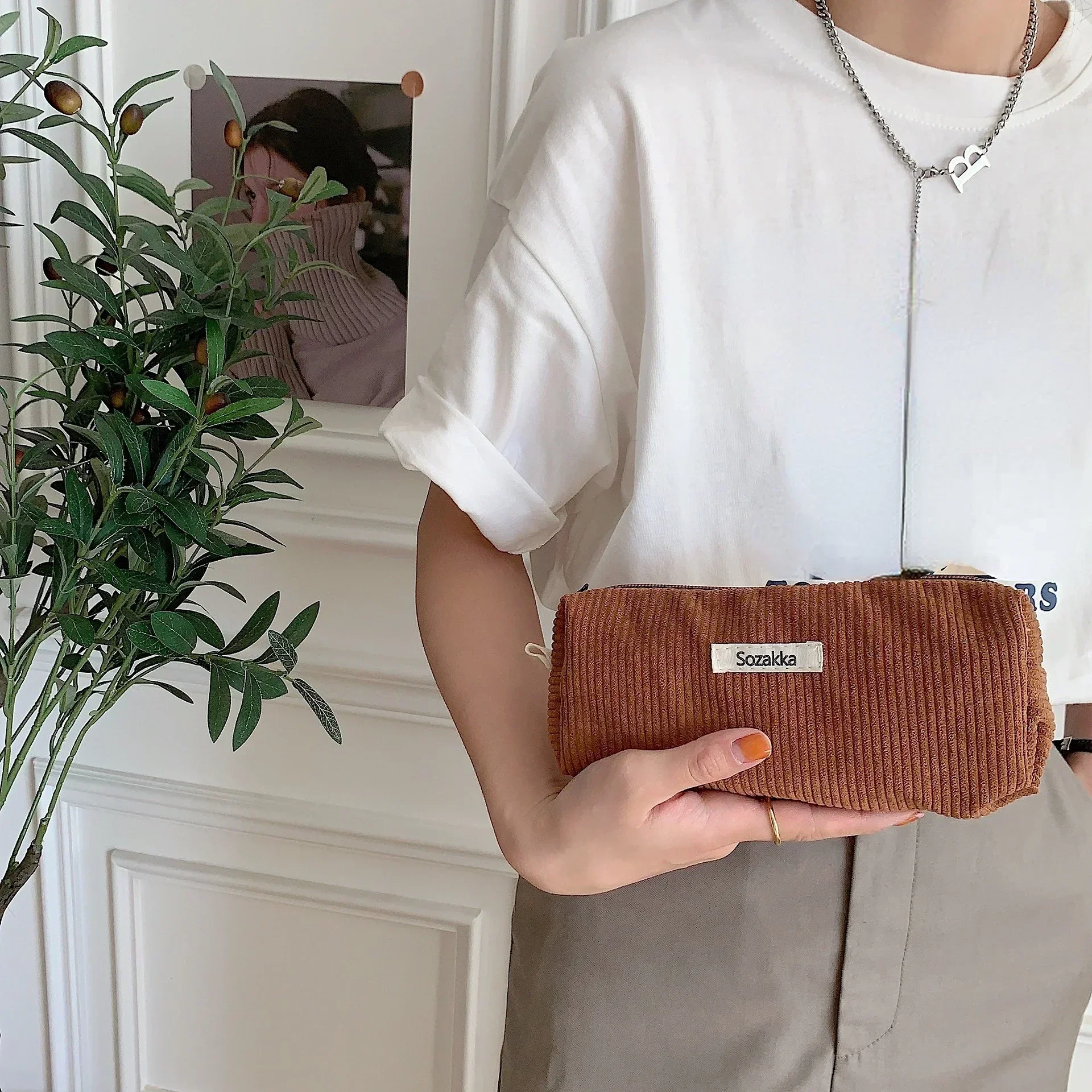 ขนาดใหญ่ความจุดินสอกรณีเครื่องเขียนปากกา Corduroy Pencilcase อุปกรณ์การเรียนดินสอกระเป๋า Back To School
