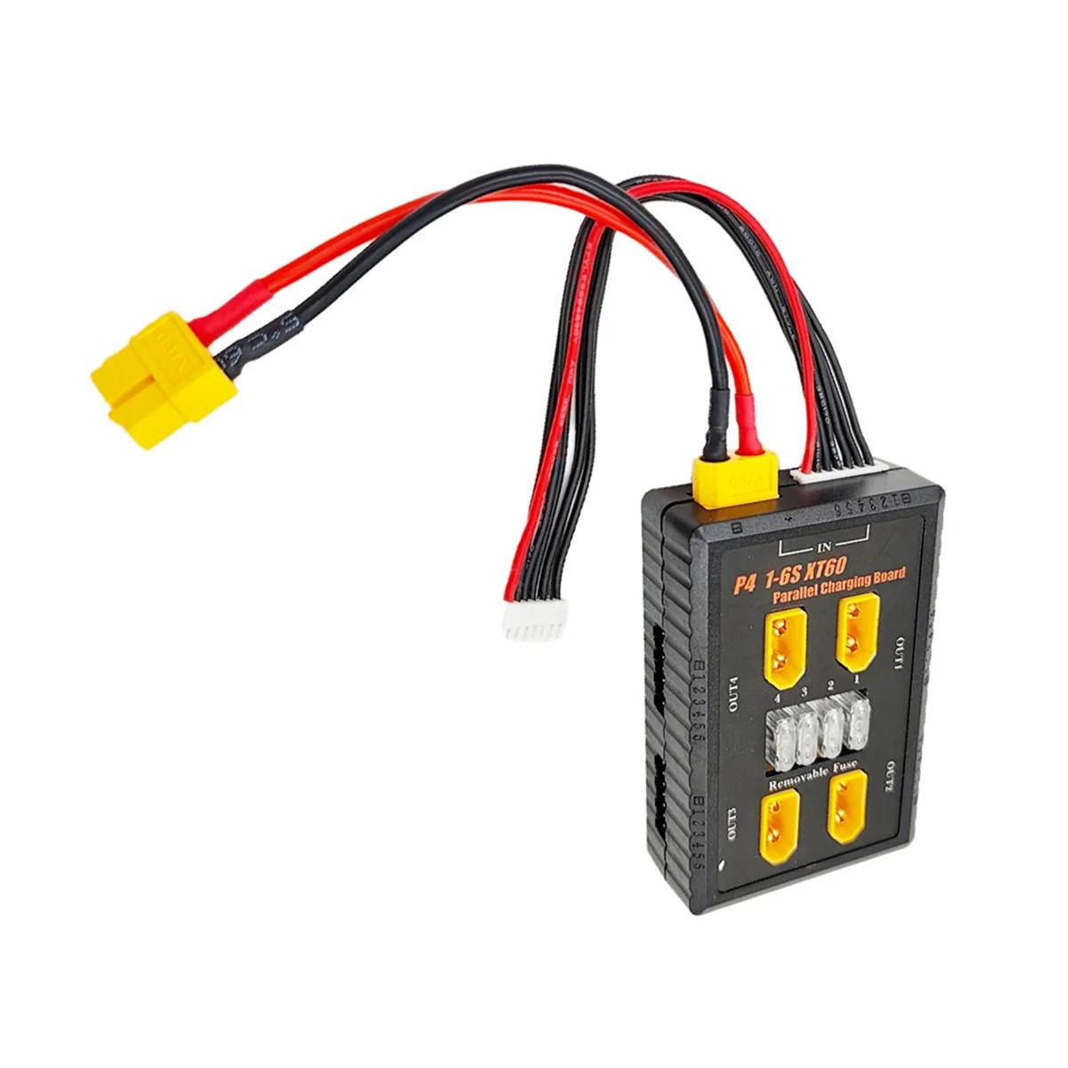 BABQ P4 1-6S XT60 Plug Parallel Charging Board Support 20A Input 4 Channels Output for Rc Battery