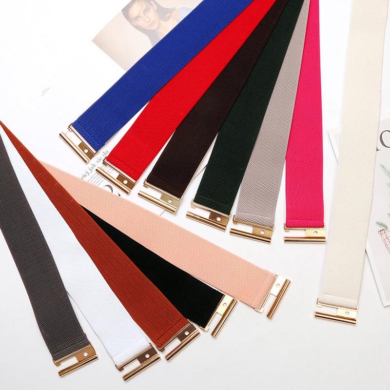 Cinturón elástico de 6cm de ancho para mujer, corsé de Color sólido, hebilla de Metal, faja de moda para mujer