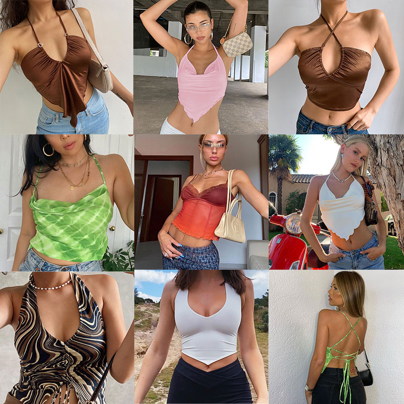 Brown 2021 Vintage Clothes Y2k Corset Crop Top Women Gothic Sexy Cyber Baby Tee Aesthetic Grunge 90s Ropa Fairycore Summer New