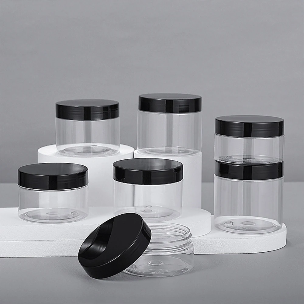 Tarro de crema cosmética vacío con tapa de aluminio, contenedor de almacenamiento de plástico transparente, bote de maquillaje para mascotas, viaje, 50ml, 100ml, 150ml, 250ml, 10/30 Uds.