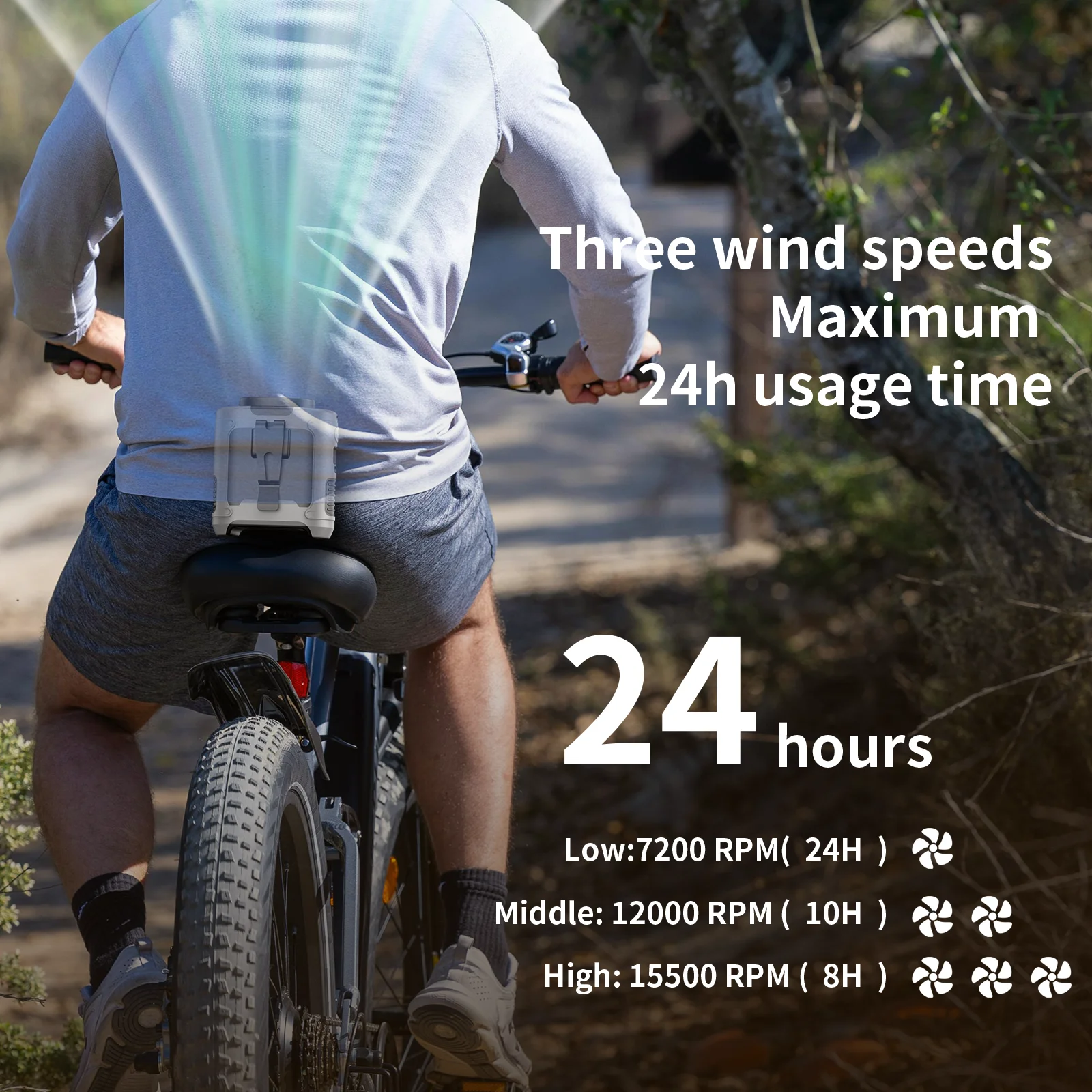 20000 mAh tragbarer Taillenventilator für den Außenbereich, hängender Halsventilator, starker Wind mit Powerbank, LED-Beleuchtung für Sportkurier, Arbeiten im Freien