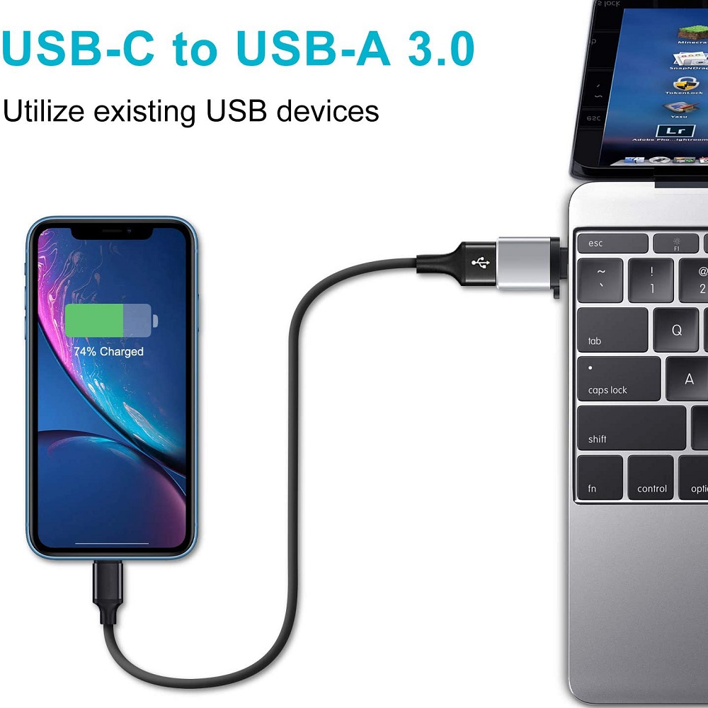 USB 3.0 C 타입 OTG 충전기 어댑터 커넥터, PC 맥북 차량용 USB 아이패드용, C타입-USB 수-C타입 어댑터 컨버터, 2 개