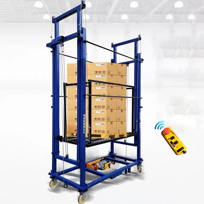 300 kg 500 kg automatischer mobiler Teleskoprahmen, elektrisches Heben, 2 m, 3 m, 6 m, 8 m, 10 m, Leiter für den Transport von Bauarbeiten