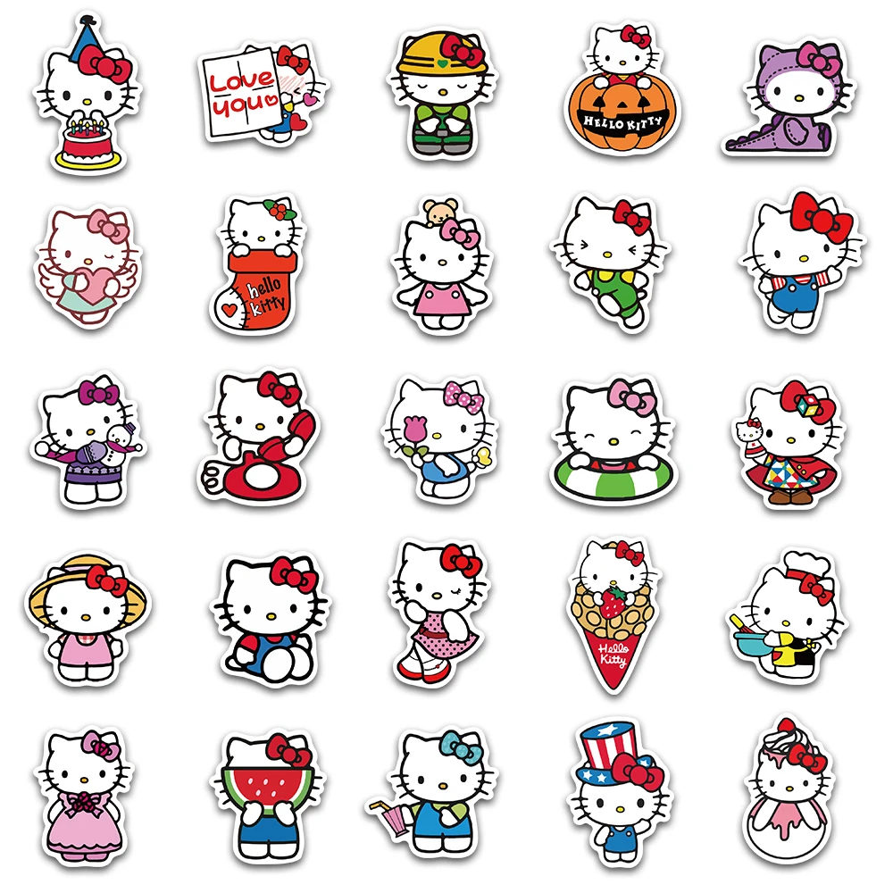 Sanrio kuromi adesivos kawaii olá kitty decalques à prova dwaterproof água para crianças meninas diy portátil telefone diário bonito dos desenhos animados sanrio adesivo