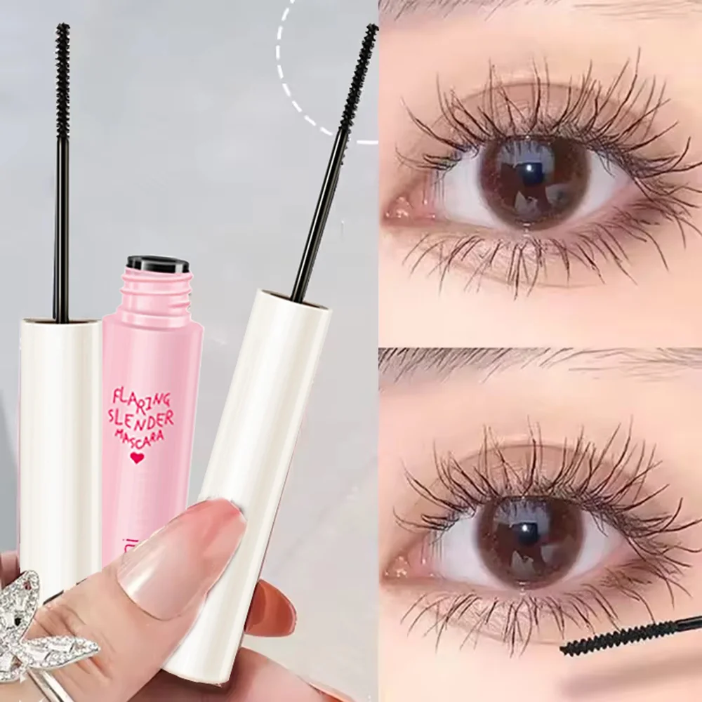 Mascara arricciacapelli in fibra di seta, pennello ultrafine, allungamento e volumizzante, impermeabile, a prova di sbavature, a lunga durata, unisex, sicuro per gli occhi