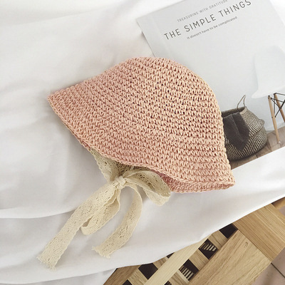 Estate bambini pizzo solido cappello di paglia Outdoor ragazza bambino moda protezione solare berretto neonato pescatore berretti vacanza bambino cappelli Casual