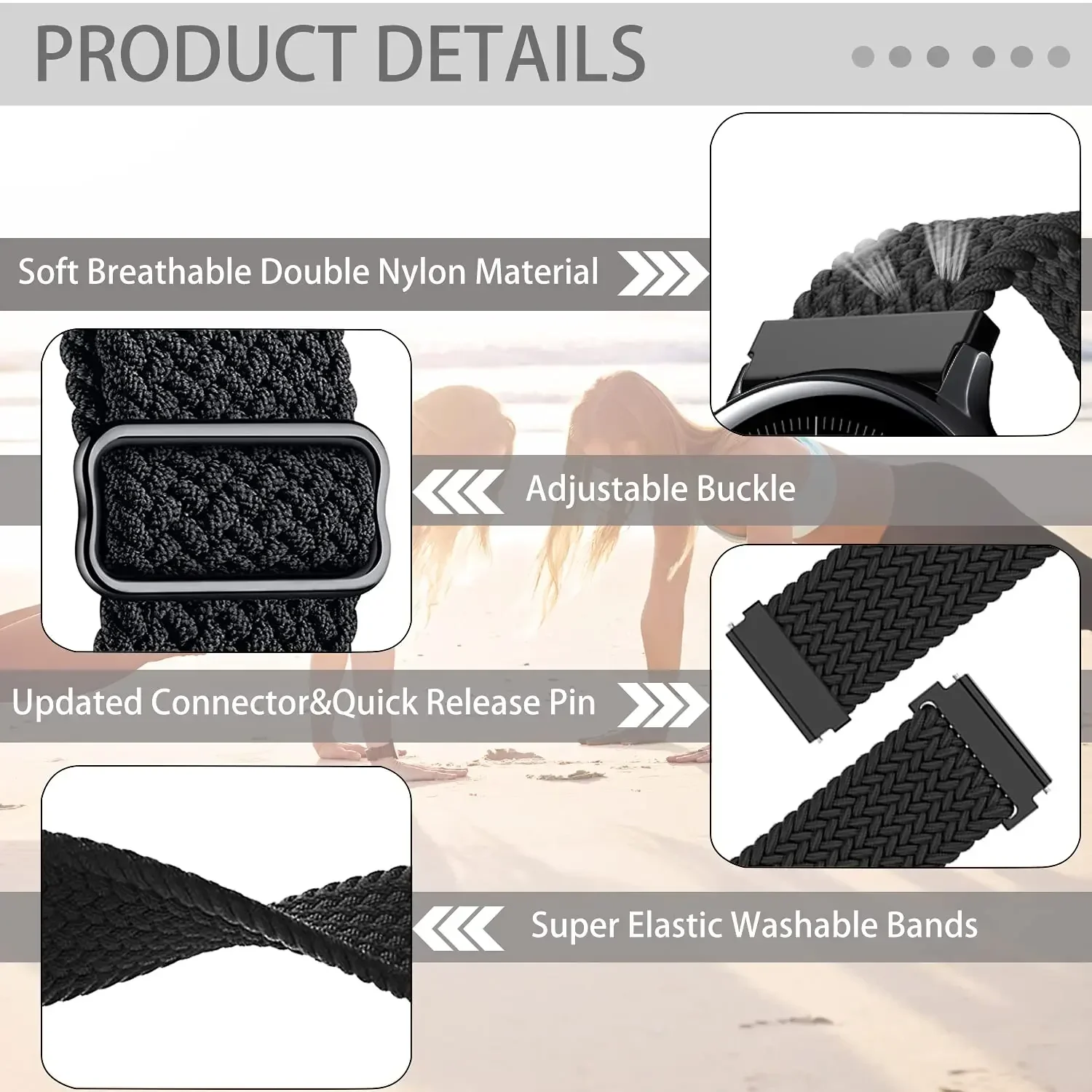 20mm/22mm Band For Samsung Galaxy Watch 4/5/6/5 pro/6 Classic/gear s3/active 2 Braided Solo loop bracelet Huawei GT 2e 3 4 Strap