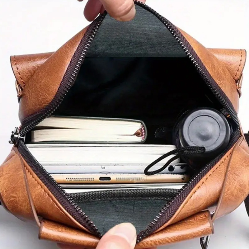 Multifunctionele herenschoudertas voor werk, PU crossbody aktetas met handvat, professionele casual dagrugzak