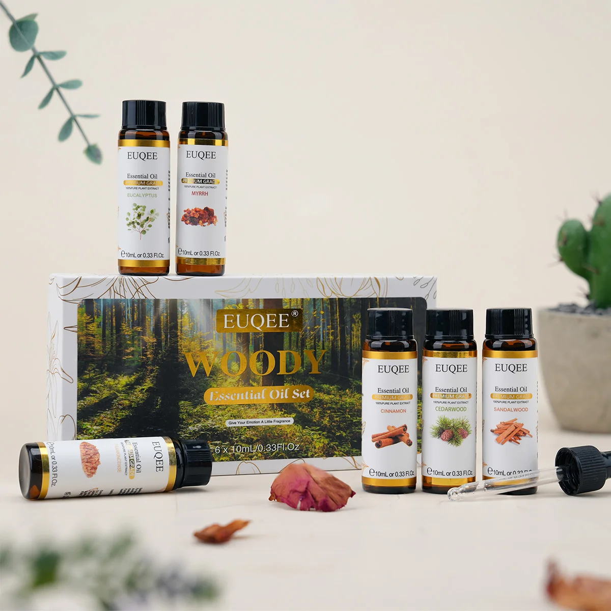 EUQEE Essential Oils Set 6 Bottles 10ml Pure Natural Aromatherapy Oils for Humidifier Diffusers Making Candle Soap Air Freshener