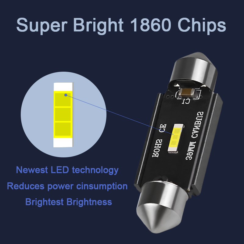 NLpearl 2x C5W LED CSP 1860 Tín Hiệu Đèn Xi Nhan Canbus Bóng Đèn 31Mm 36Mm 39Mm 41Mm Festoon Ánh Sáng c10W LED Nội Thất Ô Tô Đọc Dome Ánh Sáng