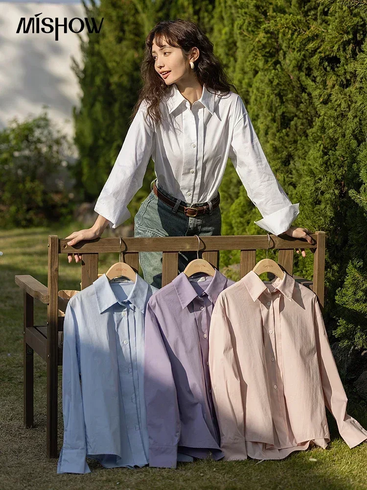 MISHOW-女性用シングルブレストポロシャツ,長袖トップス,オフィスウーマン用ルーズシャツ,丈夫な婦人服,春,mxc13c0006