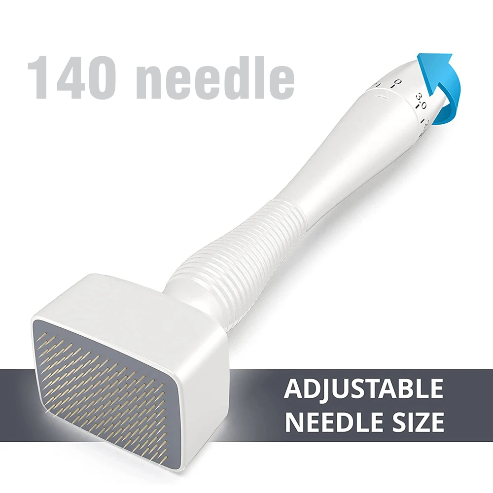 Weißer 140-Pins-Derma-Stempel, verstellbare Nadellänge 0,25 mm, Mikronadel, echte Nadel, Hautpflege, Bartwachstum, Kopfhaut, Haar, Nachwachstum