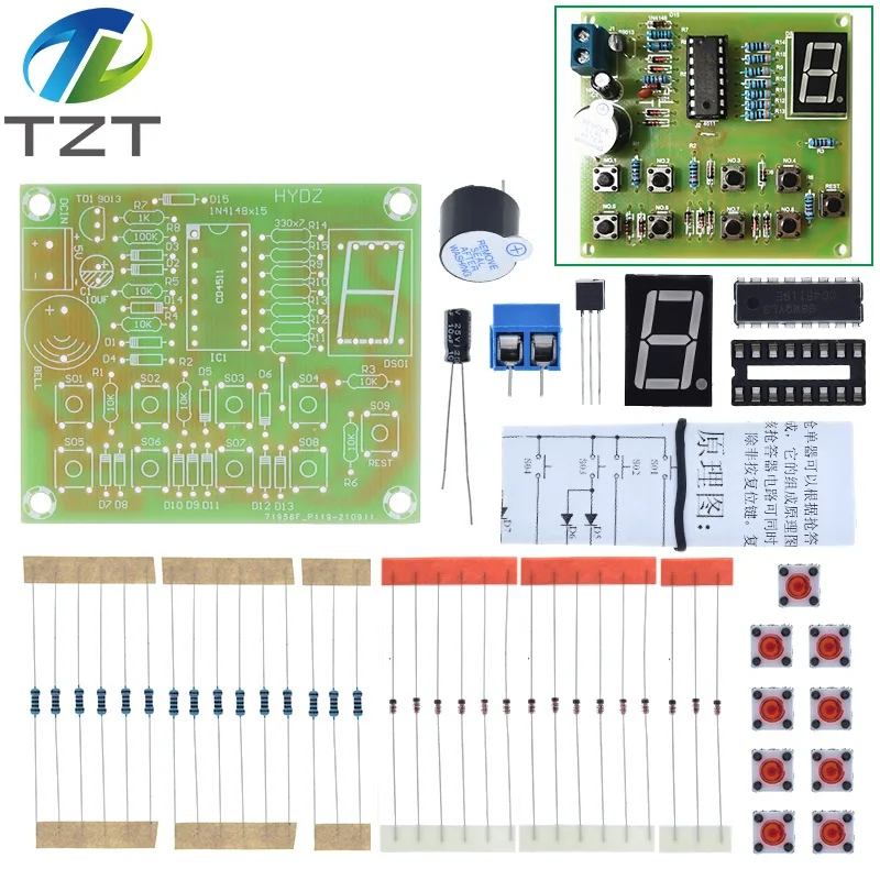 Eight Person Responder Diy Kit 8 Channel Answering Teaching Practice Welding CD4511 8Bit Answer Device Suite Electronic Training