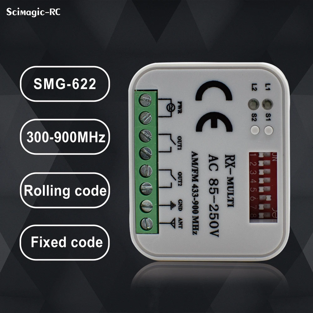 Universal Remote Receiver 300-900MHz 433/868MHz RX MULTI Receiver AC/DC 9-30V 85-250v For  Garage Door Opener Transmitter