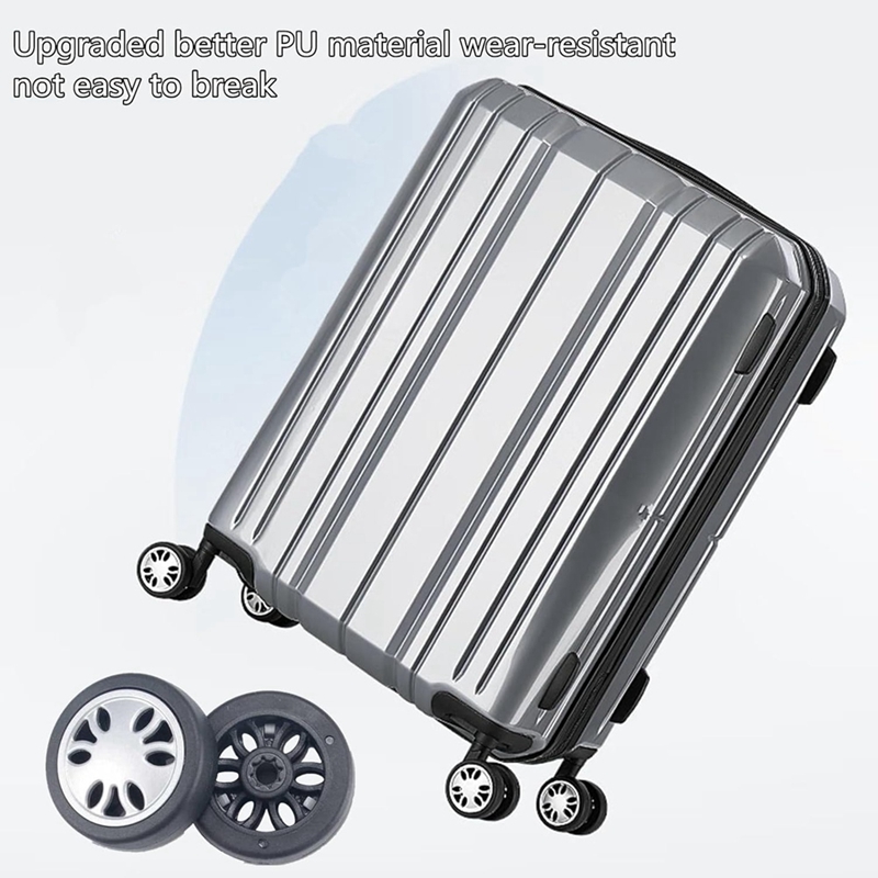 8Pcs Luggage Wheels Replacement Kit,Dia 2In/50Mm Thick 0.47In/12Mm Resistant Rubber Mute Caster Replacement Suitcase