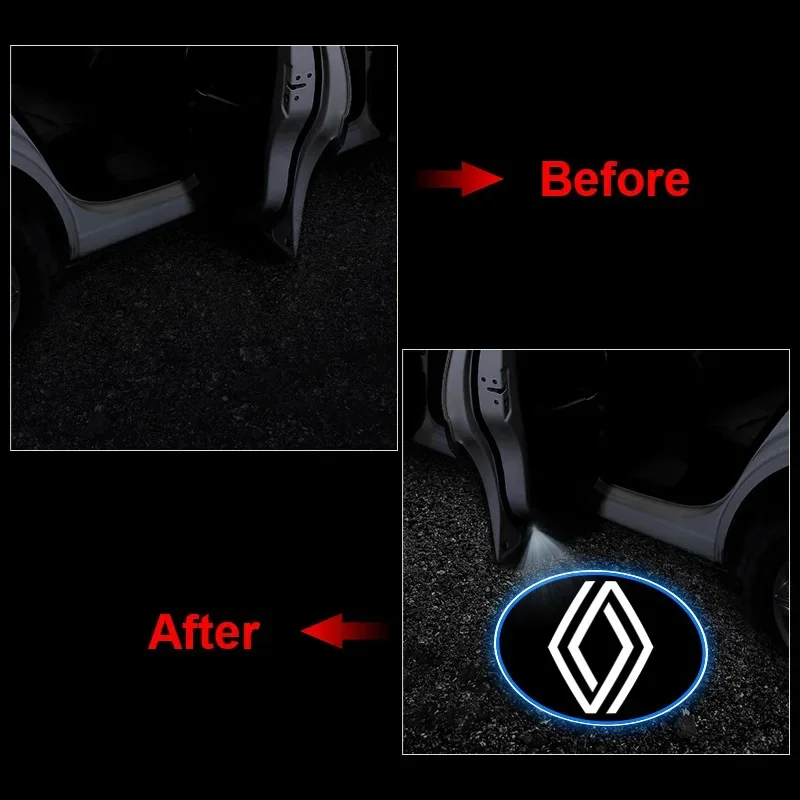 New 1/2pcs LED Car door projector high-definition welcome lights For Renault Megane 2 3 Duster Logan Clio 4 Scenic 2 Captur