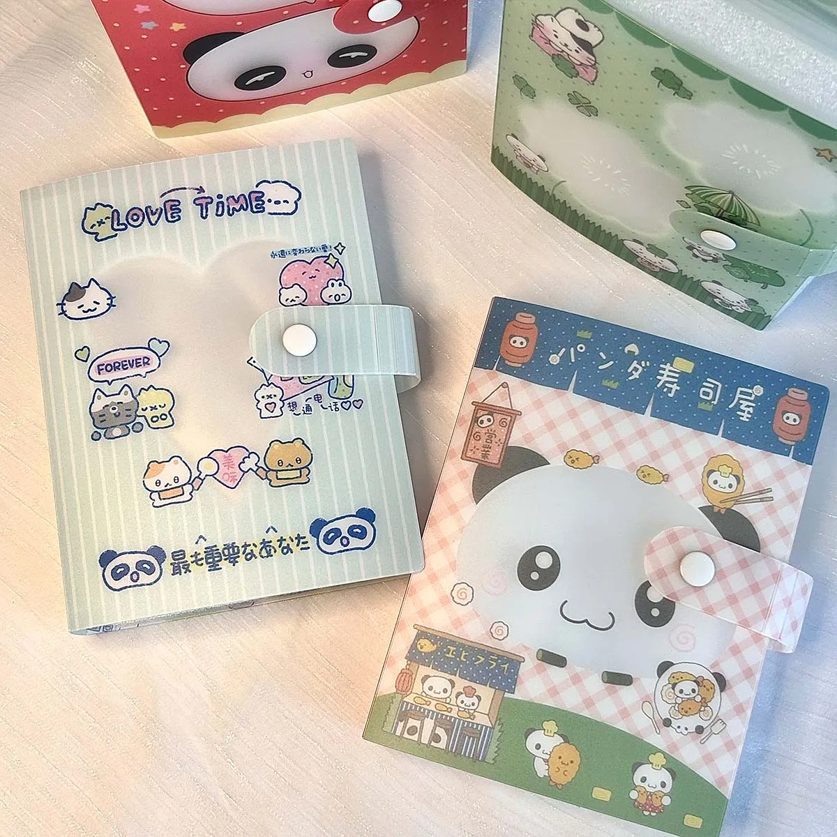 WAKAWAKA A6 Storage Binder Kawaii Document Organizer with Clover Design Vintage Showa Style Fixed-page Scrapbook Stickers Binder