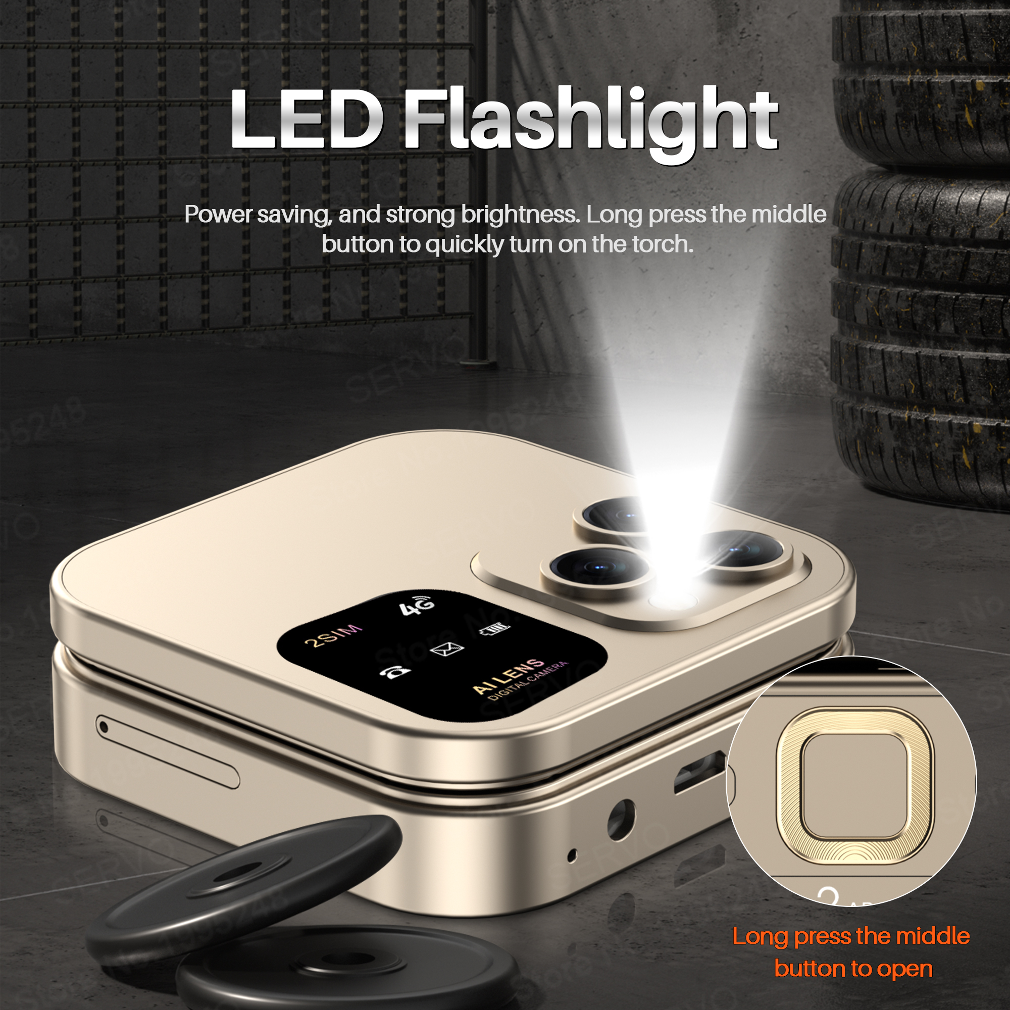 2025 SERVO i16 Pro 4G Mini Fold Mobile Phone Speed Dial Blacklist Flashlight Call Recording 2 SIM Foldable Small Box Cellphones