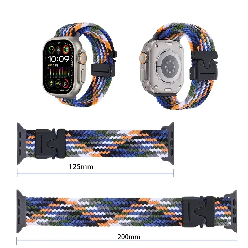สายถักสําหรับ Apple Watch Band 44 มม.40 มม.45 มม.49 มม.41 มม.46 มม.42 มม.สร้อยข้อมือ iWatch Series Ultra2 10 9 SE 8 7 65 Magnetic Band