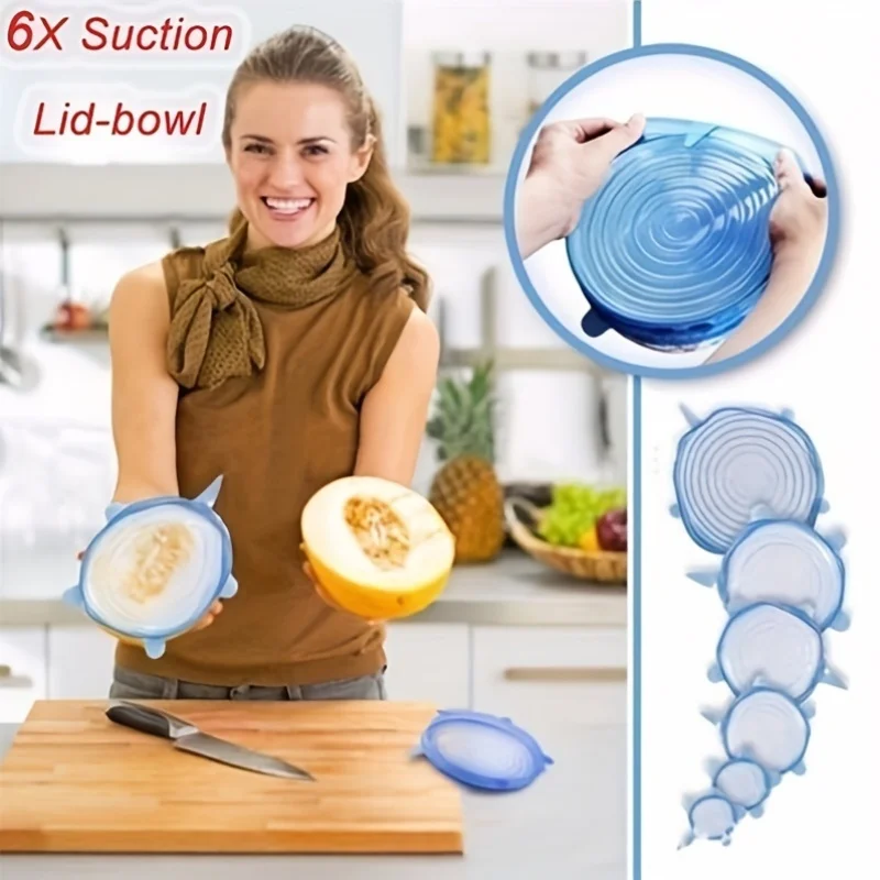 Copertura in silicone Coperchi elasticizzate Riutilizzabili Durevoli per avanzi di cibo fresco Mantieni il cibo fresco Lavabile Pentole Ciotola Copertura per microonde