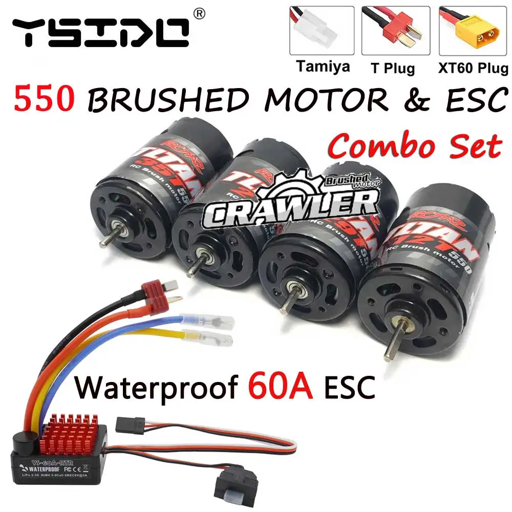 YSIDO 550 Combo Bürstenmotor 60 A Regler für 1:10 RC Crawler Axial SCX10 AXI03007 JL 90046 Traxxas TRX4 TRX6 RC Auto Boot Teile