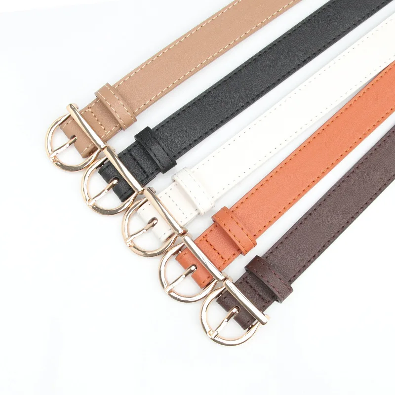 Nuevo cinturón de estilo coreano para mujer, cinturón fino con hebilla, cinturón suave de lujo a la moda para pantalones vaqueros, cinturón de cuero PU