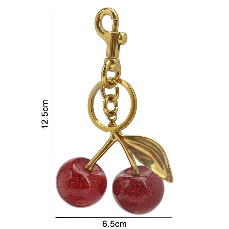Cherry Charm Handbag Pendant Keychain for Women's Exquisite Internet-famous Crystal Cherry Bag Accessories High-Grade Pendant