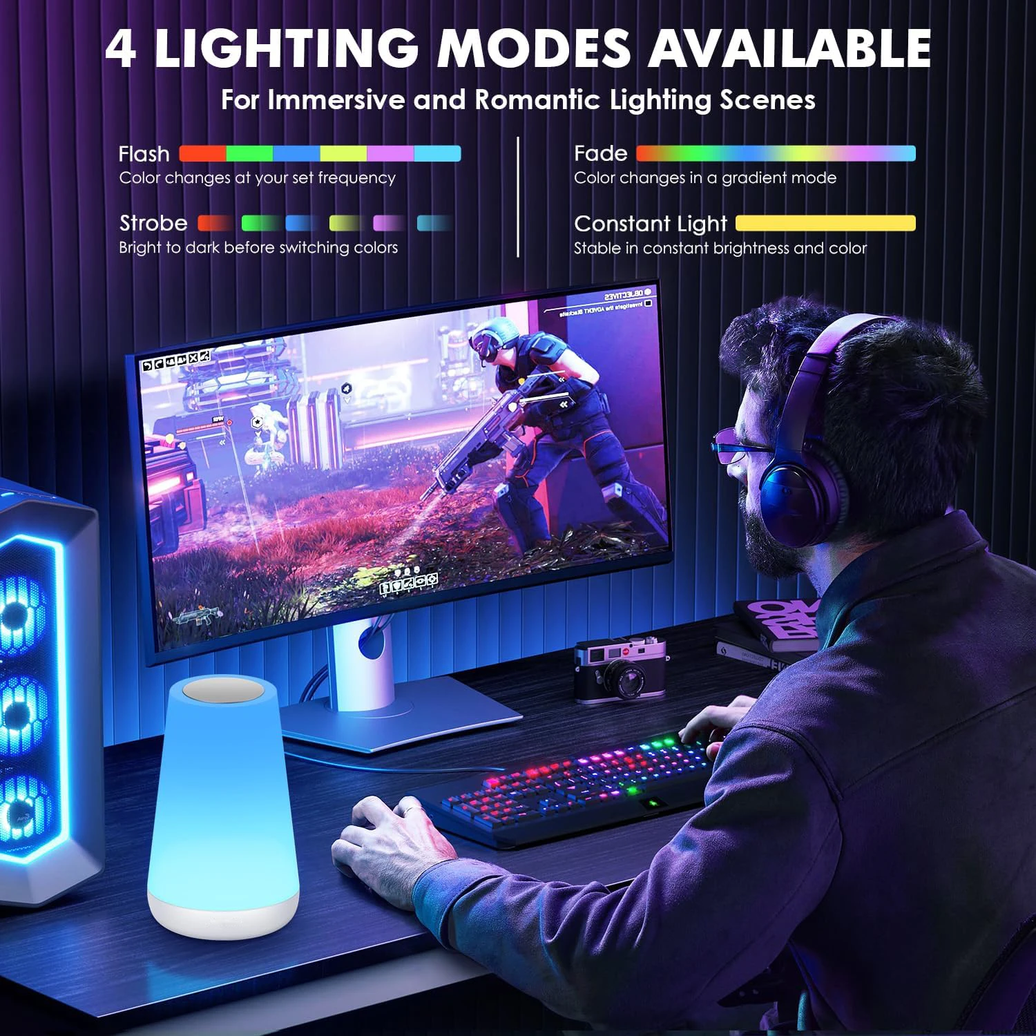 Luz LED nocturna que cambia de 13 colores, Control remoto táctil, recargable por USB, lámpara de noche RGB, lámpara regulable, lámpara de mesita de noche portátil