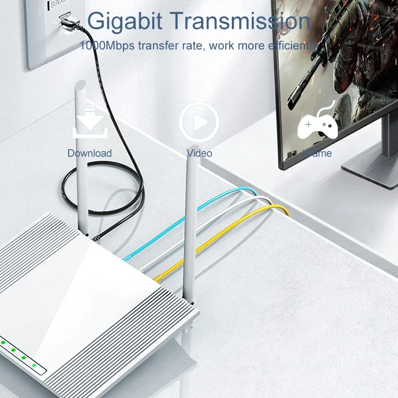 SAMZHE Cat6A Cable Ethernet Cat6 Lan UTP Cable de conexión de red para PS PC enrutador módem de Internet Gigabit Cat 6 Cable Ethernet