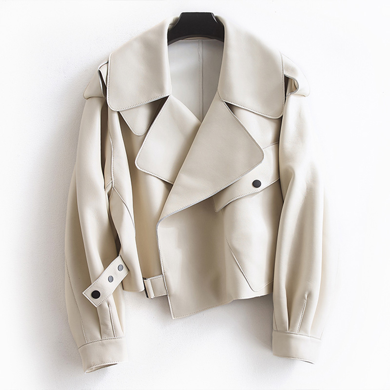 FMFSSOM 2024 Spring Women Short Faux Leather Jacket Single Button Black Moto Biker Windproof Coat Warm Turn Down Collar Outwear