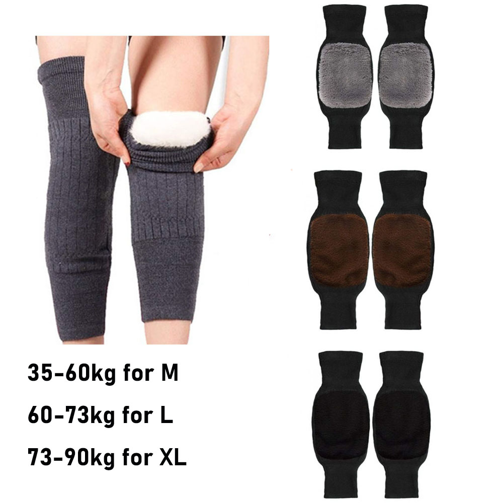 1 Pair Winter Cashmere Knee Pads Warmer Women Men Double Thick Older Elastic Knees Sleeves Christmas Gift