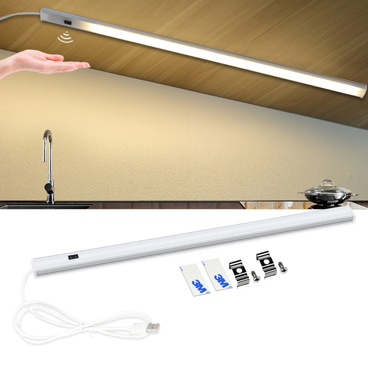 30/40/50 cm Aluminium Profiel USB LED Bar Licht Strip 5 V Handscan Bewegingssensor Keuken Lamp Badkamer Slaapkamer Kast Verlichting