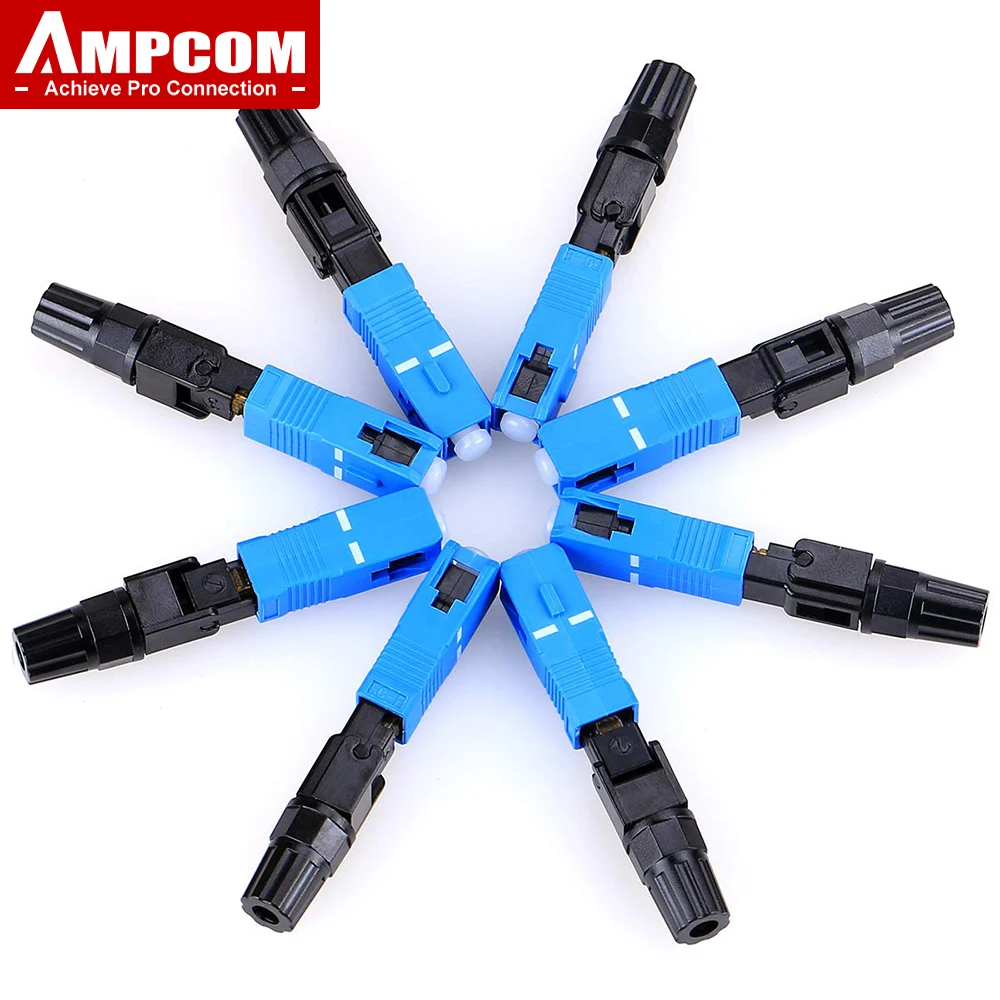 AMPCOM SC UPC/APC Glasfaser-Schnellverbinder, FTTH Single Mode Fast Field Assembly Wiederverwendbarer optischer Kaltverbindungsadapter