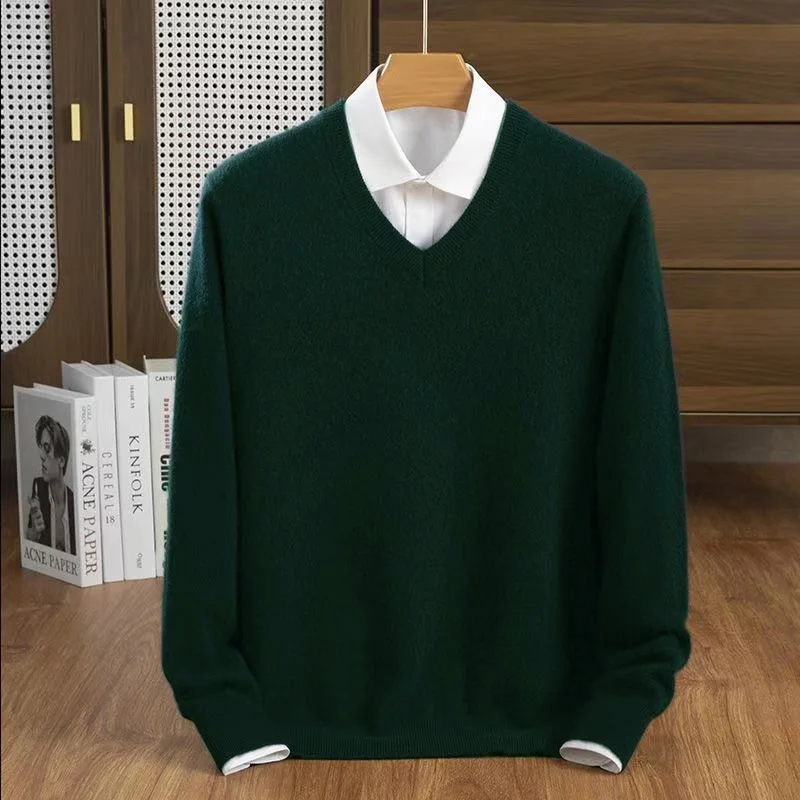 Klassische Pullover V-ausschnitt Wolle pullover Männer Herbst Winter Kaschmir Mischung Warme Jumper Kleidung Homme Mann Hombres Pullover Top Pullover