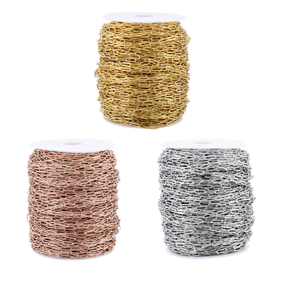 1M 3/4mm łańcuszek ze stali nierdzewnej bez blaknięcia kabel złote łańcuszki na naszyjnik bransoletka na kostkę DIY komponenty do wyrobu biżuterii hurtowo