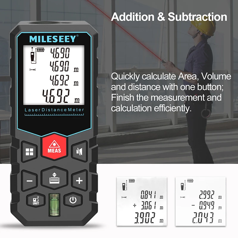 MILESEEY X5 Laser Tape Measure 40M Laser Distance Meter High Accuracy Roulette Multiple Measurement Functions Electronic Ruler