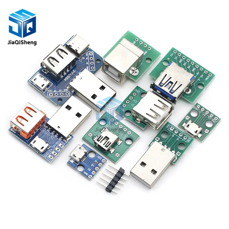 1 Chiếc USB Đầu Nối Nam/MINI MICRO USB Để Chấm Adapter Nữ Cổng Kết Nối 2.54 Đầu Nối B Loại-C USB2.0 3.0 Nữ PCB Bộ Chuyển Đổi