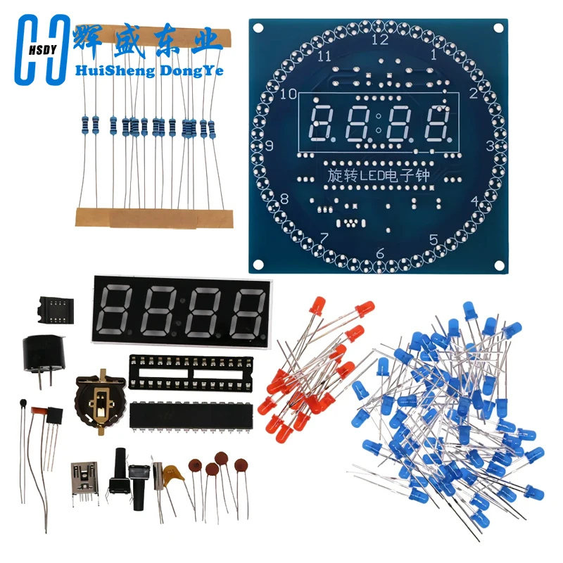 Pantalla LED giratoria alarma módulo de reloj electrónico lámpara de agua Kit DIY Control de luz temperatura DS1302 C8051 MCU STC15W408AS