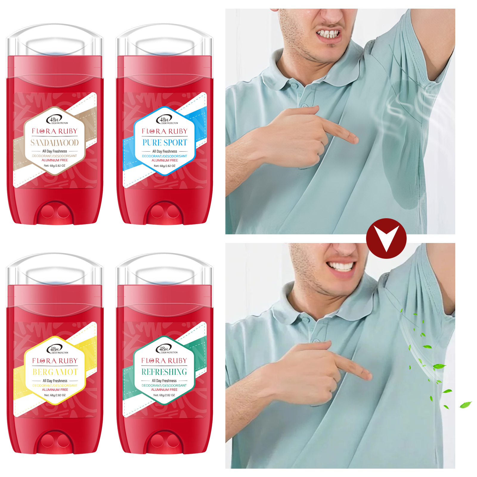 Old Spice Herren-Desodorierer, frei von Aluminium, 48 Stunden Geruchskontrolle, Entfernung von Gerüchen, erhöhend, Vorscheinlichkeit, erfrischend, Sandelholzaroma