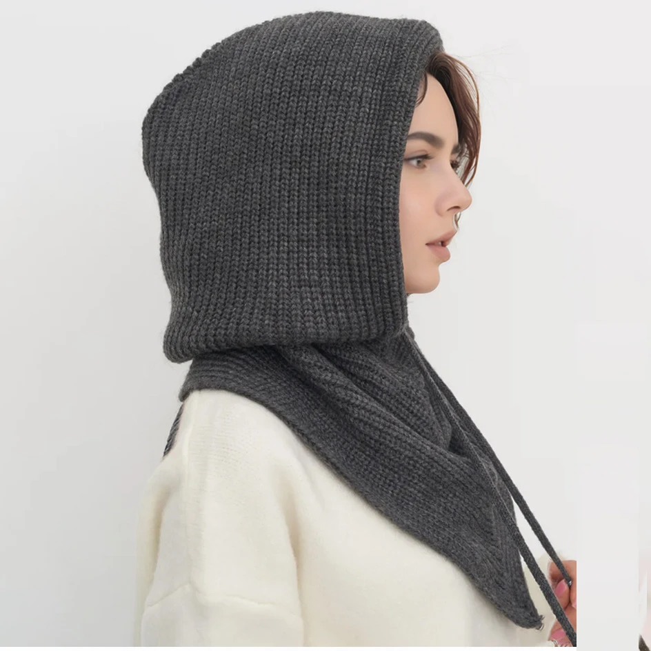 Cappello a cuffia lavorato a maglia da donna con sciarpa - Scaldacollo staccabile Infinity Cowl Maschera da sci invernale Cappello lavorato a maglia da donna Sciarpa Combo