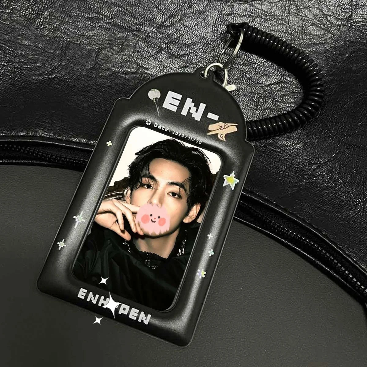 Black En Card Holder,Kpop EN Photocard Holder Matte Texture PC Storage Show Star Idol Commodity Suitable for EN Fans