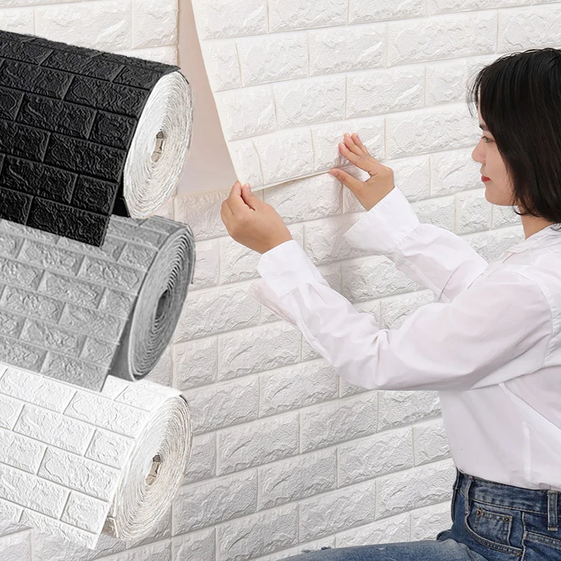 3D effen kleur faux baksteen waterdicht behang muurstickers woondecoratie voor keuken slaapkamer woonkamer zelfklevend