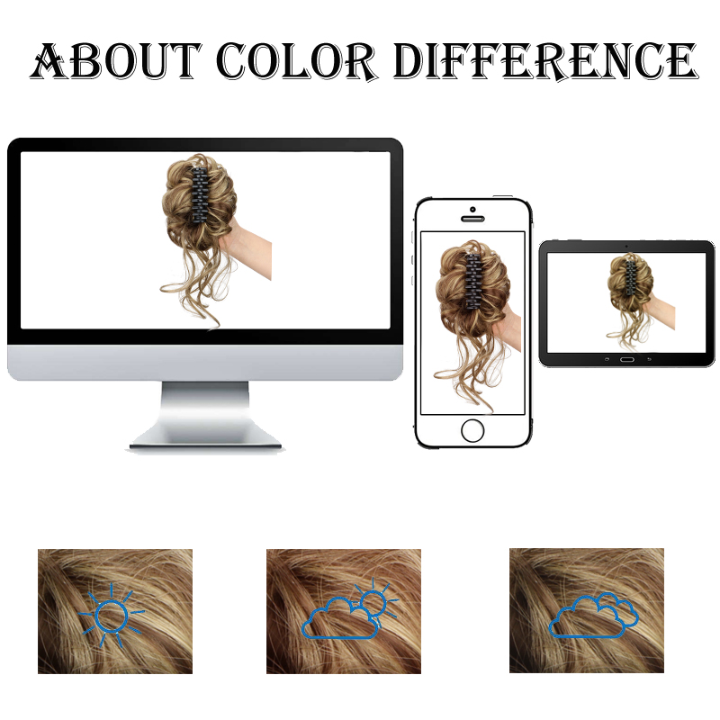 WIGSIN-Extension Capillaire Synthétique Chignon Désordonné, Postiche à Griffes, Chignons Courts Bouclés pour Femme