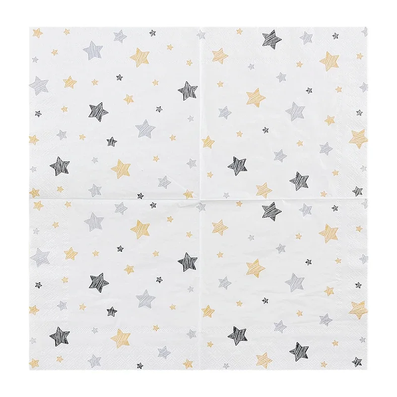 10/20pcs/Pac Printed Napkins Square Gold Star Pattern Colorful Paper Napkins Hotel Restaurant Wedding Birthday Party Decoration