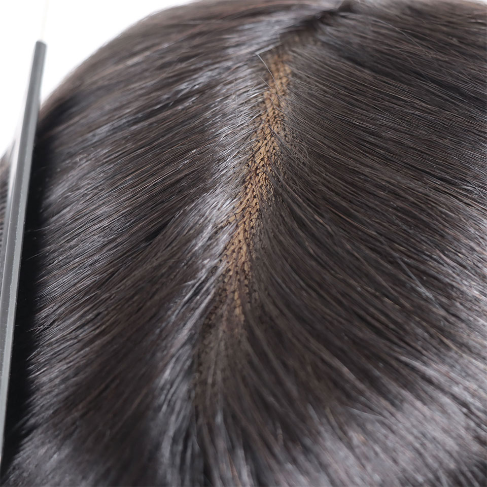 Q6 Basis 6*8/6*9/7*10/8*10 Kant Met PU Toupetje Mannen Ademend Kant Voor Heren Pruik Menselijk Haar Toupetje Heren Vervangingssystemen