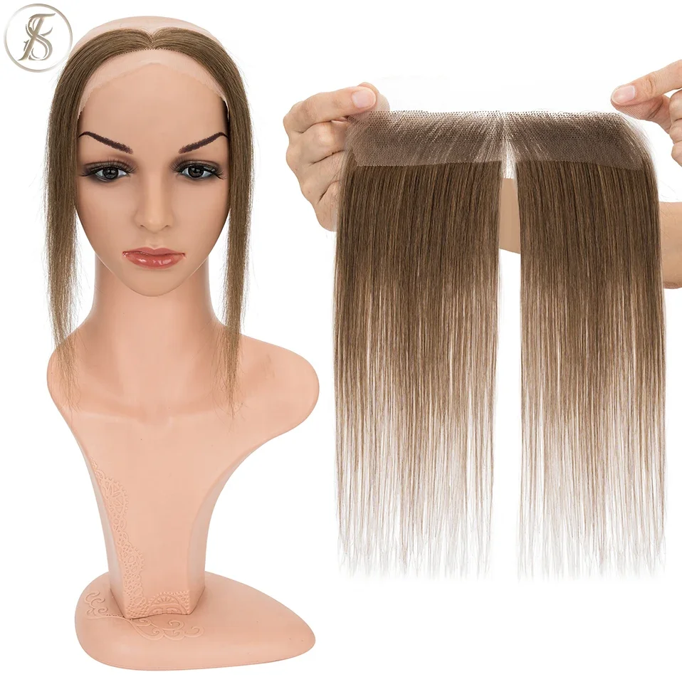 TESS femmes Topper cheveux humains 10 pouces naturel délié Patch de cheveux perte de cheveux main crochet dentelle unique noeud cheveux Invisible postiche