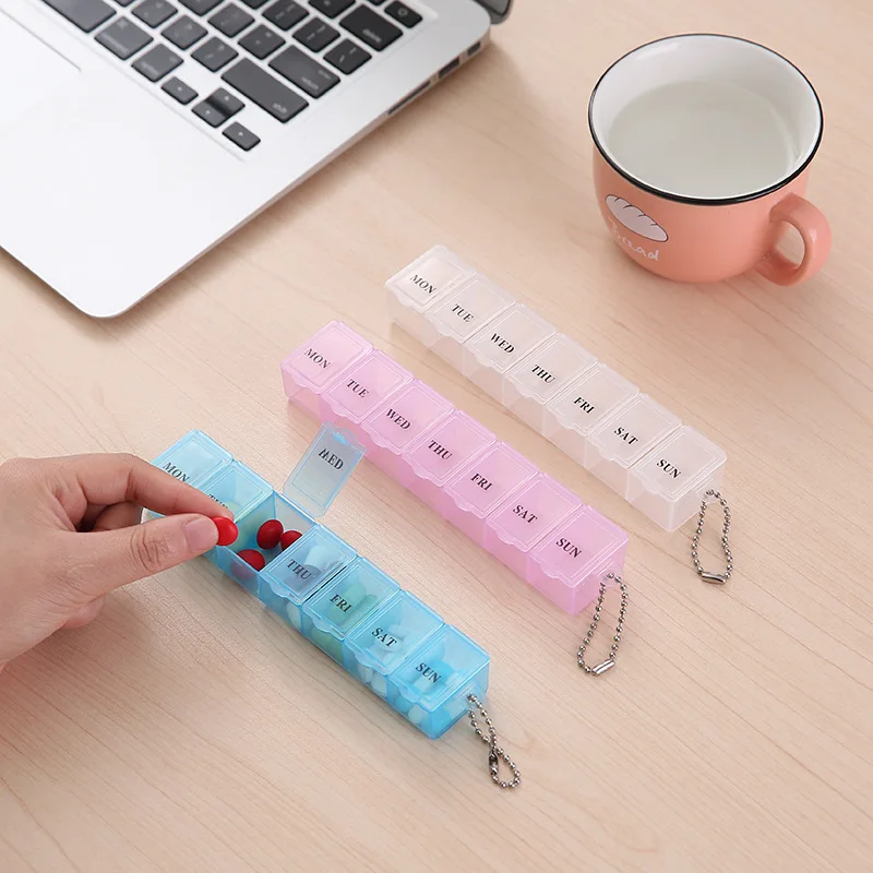 7 วันยากล่องยารายสัปดาห์ผู้ถือแท็บเล็ตจัดเก็บคอนเทนเนอร์กล่องยา Splitters 3 สี Pill Case Organizer