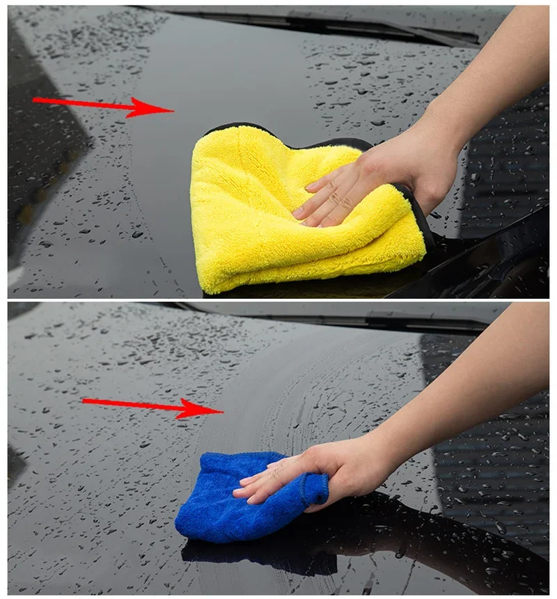 Toallas de limpieza de coche de microfibra de 30x30cm, paño de secado para lavado de coches, toalla de microfibra con dobladillo, paño de lavado para el cuidado, accesorios para detalles de coches